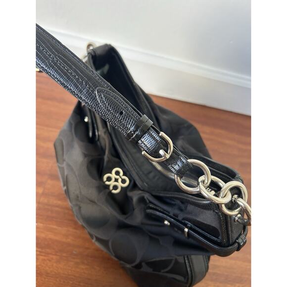 Y2K Coach Signature Snake Embossed/Canvas Shoulder Bag SilverHardware 16408 Read - Picture 6 of 16